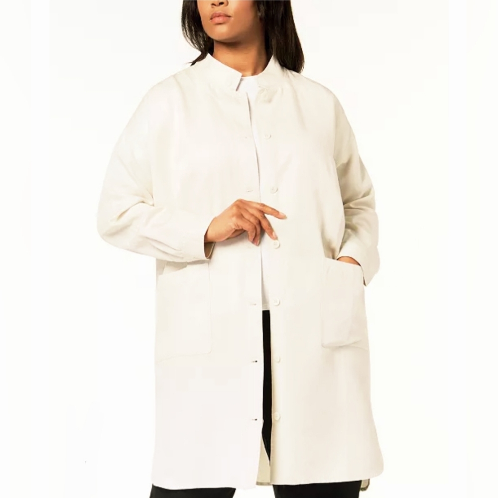Eileen Fisher Ivory Long Button Front Coat